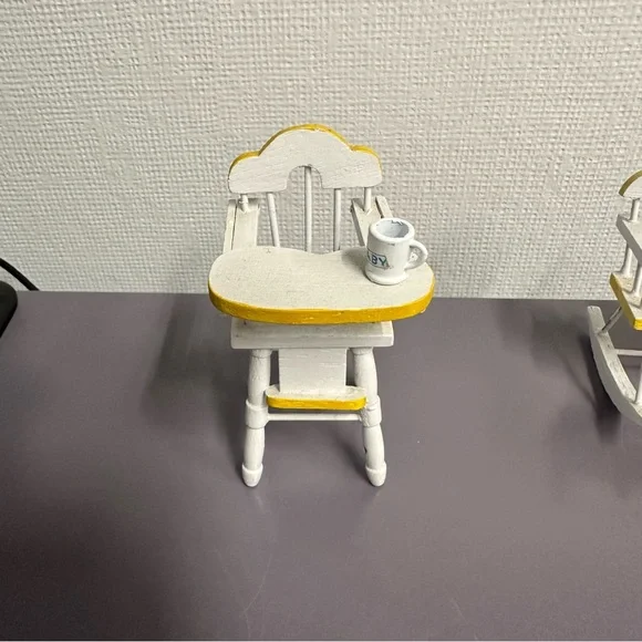 Yellow and White Dollhouse Nursery Furniture Set - Picture 5 of 14